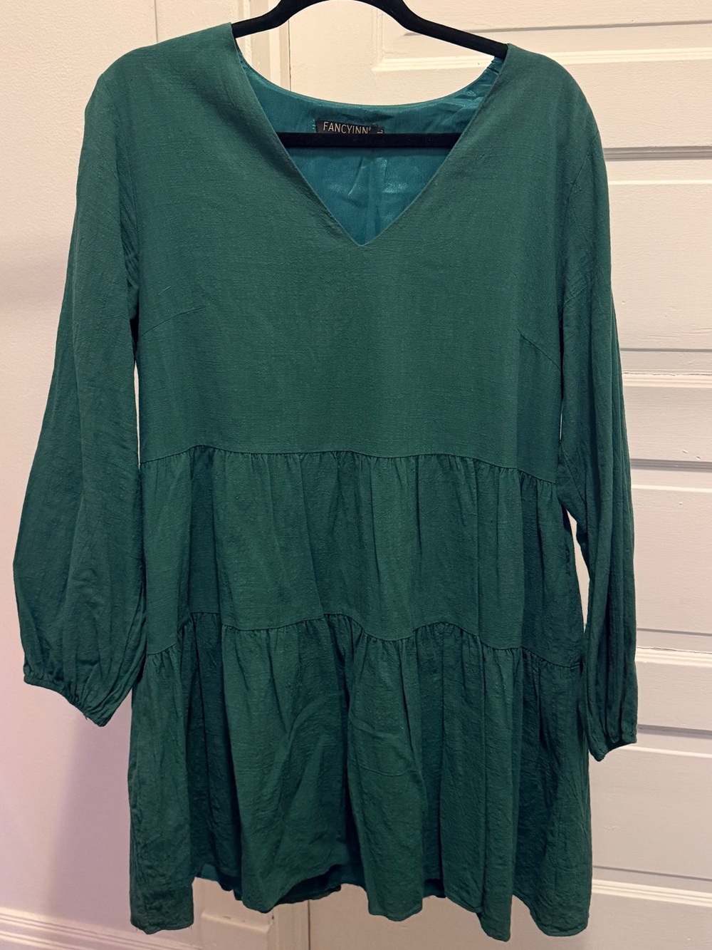 Fancyinn Green V-Neck Tiered Tunic